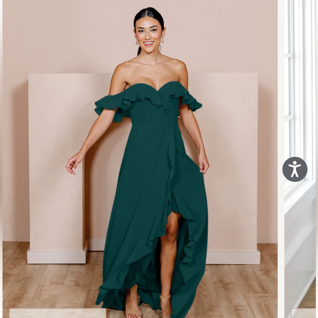 Revelry Teal Off-Shoulder Maxi Dress